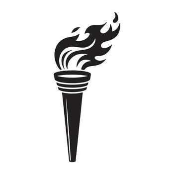 Bold and Simplistic Torch Silhouette with Dynamic Flames Evoking a Sense of Victory and Triumph vector