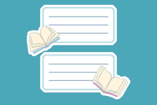 template of notebook labels. Includes school book stickers and notebook label designs, ideal for organizing, decorating, and personalizing stationery in a flat illustration style. vector