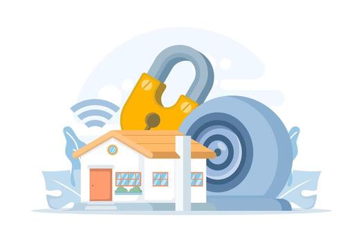 illustration of security CCTV camera with protective housing. Symbol of surveillance, safety monitoring, and protection system used for building and area security control. vector