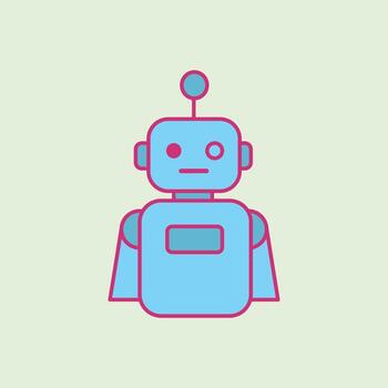 A simple blue robot illustration with bold lines, featuring a futuristic design suitable for technology, artificial intelligence, and automation themes. vector