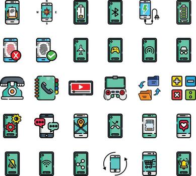 Mobile technology icons collection vector