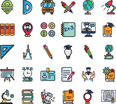Assorted educational and learning icons vector