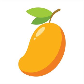 Vibrant illustration of a mango isolated on white background, featuring bright colors and smooth texture vector