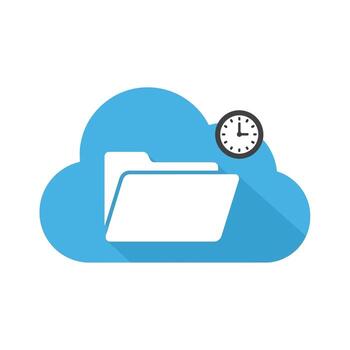 Flat icon cloud storage with overlay clock and folder asynchronous work icons vector