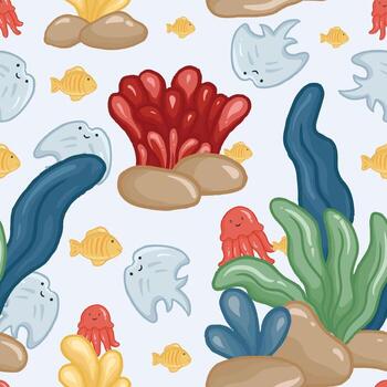 Lovely ocean-themed character set for pattern design vector