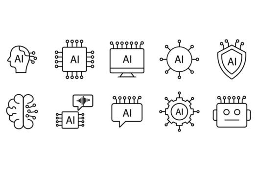 mínimo línea icono conjunto representando artificial inteligencia tecnología vector