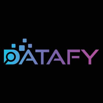 datafy logo exhibiendo analítico soluciones y innovador datos estrategias con un moderno degradado diseño en un negro antecedentes vector