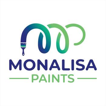 Monalisa Paints Logo Featuring a Brushstroke Design, Creating a Playful and Artistic Representation of Painting Services and Color Expertise vector