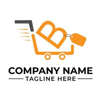 Shopping Cart with Letter B Logo Concept for Online Retail Business and E commerce Ventures Branding Design vector