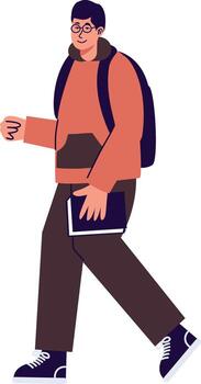 University Student Character Isolated on White Background vector