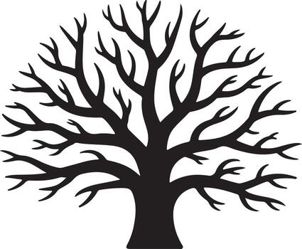Silhouette of Leafless Tree Against Transparent Background vector