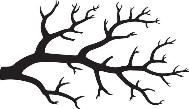 Bare Tree Branch Silhouette against Transparent Background vector