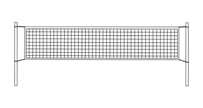 volleyball net outline drawing, volleyball net black and white, simple volleyball net line art, printable volleyball net coloring, volleyball court net sketch vector