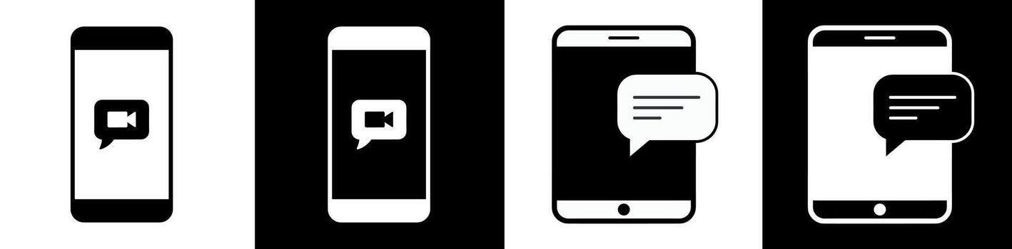 Simple logo of an smartphone with a call bubble on the screen vector