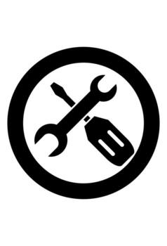Wrench and screwdriver crossed in a circle. Tools for service setting or configuration symbol. Repair maintenance or support minimal icon. vector