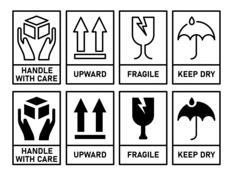 Packaging Symbols and Handling Instructions for Fragile Items vector