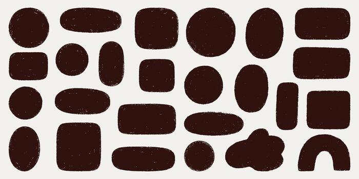 Grunge Abstract Shape Set. Hand-Drawn Organic Rounded Forms In Texture Style vector