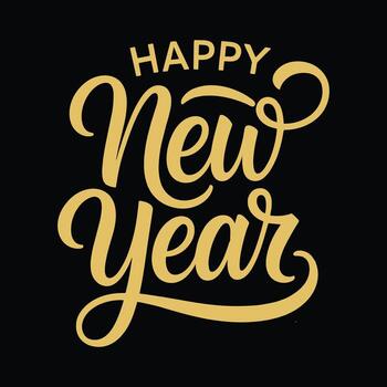 elegante oro guión texto contento nuevo año en negro antecedentes saludo fiesta vector