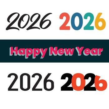 múltiple 2026 año números y contento nuevo año texto en varios estilos tipografía vector