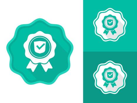 Set of Green Quality Guarantee and Approved Certificate Badges with Check Mark vector