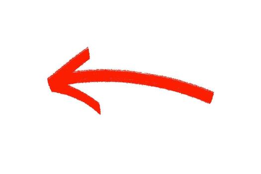 Handdrawn red arrow pointing left on a white background indicating direction and navigation with a playful moo vector