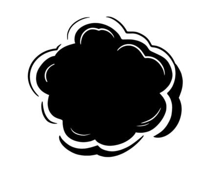 Stylized black cloud shape expanding outwards on a white background creating impact vector