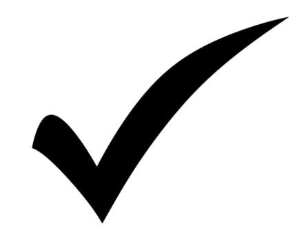 Bold black checkmark on a white background signifying approval and positive confirmation vector