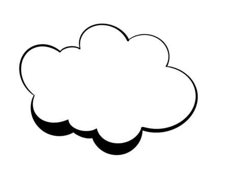 Stylized white cloud shape floating with a dark shadow on a clean white background vector