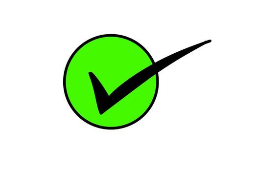 Simple green check mark icon confirming a task completion against a white background conveying approval and su vector