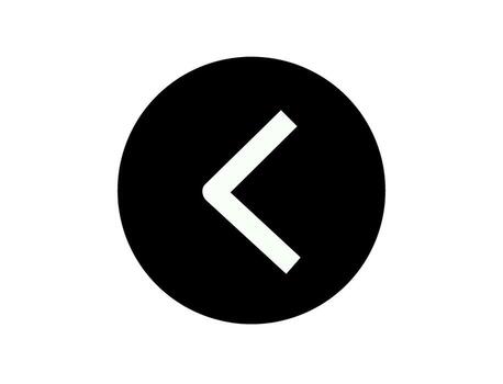 Simple back arrow icon inside a black circle on a white background indicating navigation backward with minimal vector