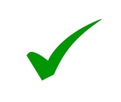 Vibrant green checkmark confirming completion on a clean white background signifying success and approval vector