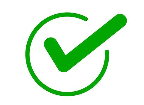 Green check mark confirming on white background symbolizing approval validation and positive confirmation with vector