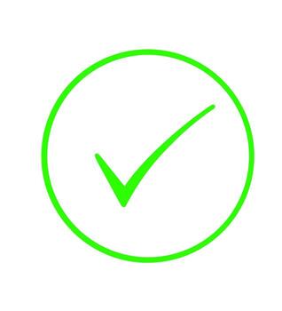 Vibrant green check mark confirming completion isolated on a white background symbolizing success and validati vector