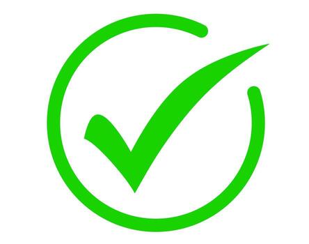 vibrante verde cheque marca confirmando un tarea terminación en un minimalista diseño estilo vector