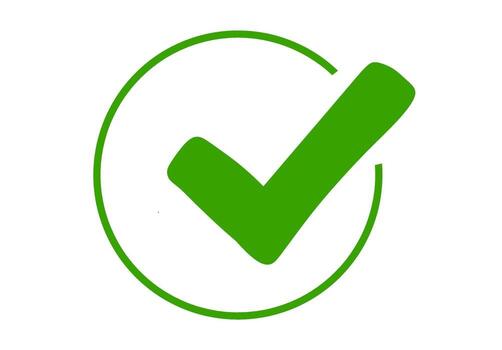 verde marca de verificación dentro un circulo confirmando un tarea en un blanco antecedentes simbolizando aprobación aceptación y positivo validación en un limpiar y moderno estilo vector