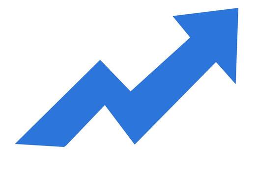 Dynamic blue arrow trending upward on a clean white background symbolizing growth progress and positive financial performance in a modern business environment vector