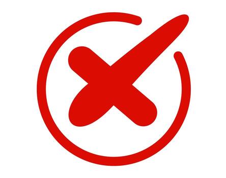 rojo cruzar marca en un circulo indicando rechazo en un blanco antecedentes sencillo diseño vector