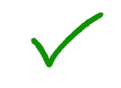Handdrawn green checkmark on a white background signifying approval and validation vector