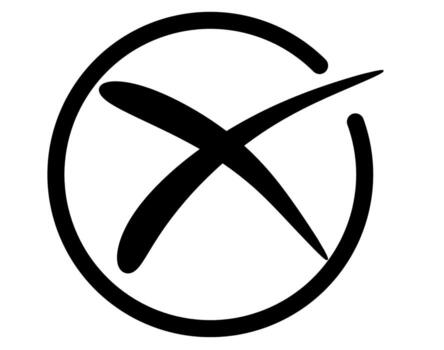 Black cross mark inside a circle indicating rejection on a clean white background vector