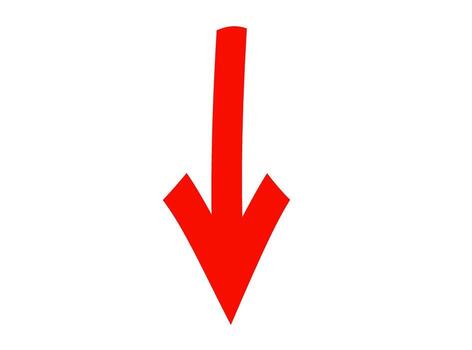 Vibrant red arrow pointing downwards on a clean white background symbolizing decline direction and navigation with a bold and attentiongrabbing design vector