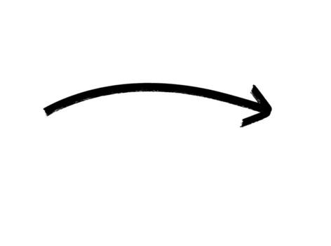 Handdrawn arrow curving across a white background indicating direction with a rough artistic feel suggesting guidance and movement vector