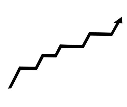 Ascending arrow graph on a white background showing growth and progress symbolizing a positive trend and achievement of goals in business and personal development vector