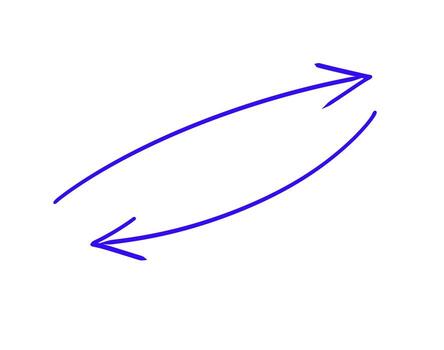 dibujado a mano azul flechas curva en opuesto direcciones en un blanco antecedentes simbolizando intercambiar fluir y conexión en un sencillo limpiar re vector