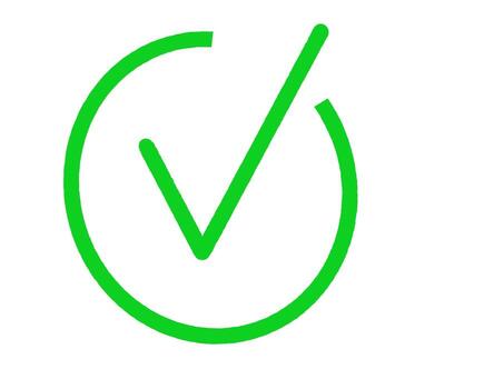 Vibrant green check mark icon confirming completion on a clean white background conveying a sense of approval validation and positive a vector