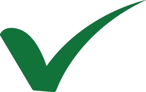 Green check mark confirming a task on a white background symbolizing approval success and completion with a clean and modern aesthetic vector