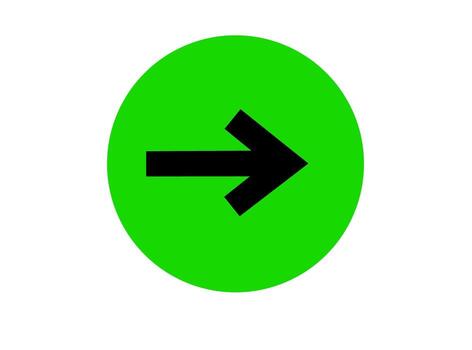 A bold black arrow pointing right on a vibrant green circle against a clean white background symbolizing direction movement and a clear path forward with optimism vector
