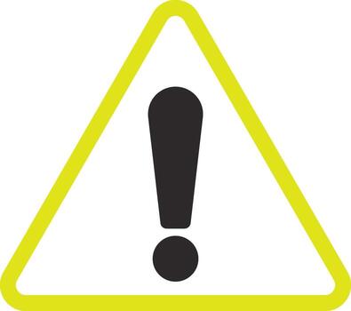 Yellow triangle displaying a black exclamation point alerting to potential hazards in a construction zone conveying caution and awarene vector