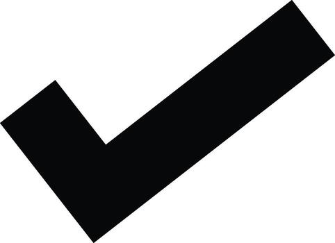 Bold black checkmark affirming completion on a white background symbolizing success approval and positive confirmation in a simple and vector