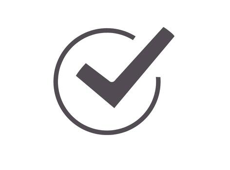 Simple check mark inside a circle on a white background signifying approval acceptance or completion with a clean minimalist and modern aesthetic vector