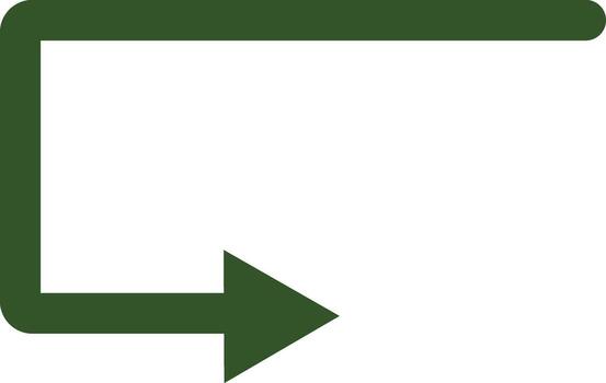Olive green arrow turning right on a white background indicating direction and guidance conveying a sense of navigation and straightfor vector